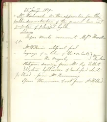 Strona z notatnika Michaela Faradaya zapowiadająca pokaz nowych rysunków fotograficznych Williama Foxa-Talbota w Royal Institution, 25 lipca 1839 r.